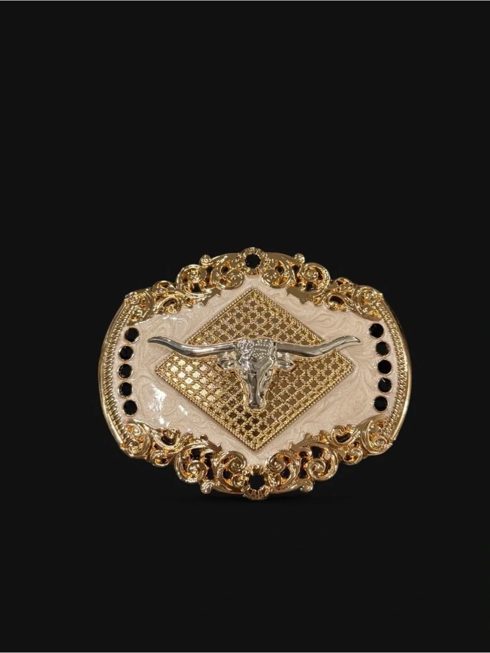 Western Gold-Tone Longhorn Belt Buckle